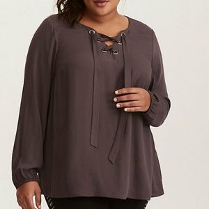 Torrid lace up blouse